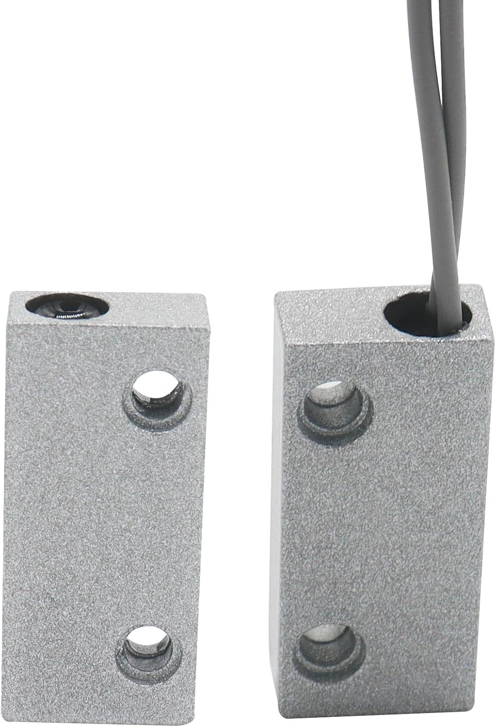 Magnetic Reed Switch Wired Surface Mount Normally Closed NC Contact Sensor Alarm Magnetic Door Switch with 2 Wires, Zinc Alloy Sliver, MC-52
