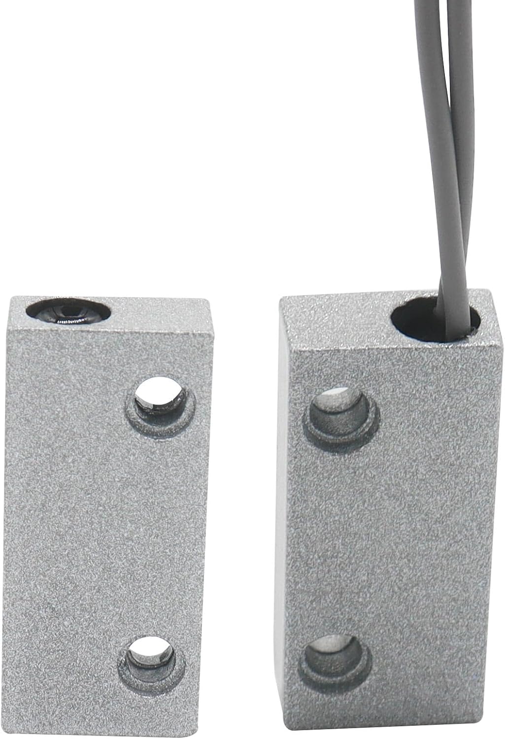 Magnetic Reed Switch Wired Surface Mount Normally Closed NC Contact Sensor Alarm Magnetic Door Switch with 2 Wires, Zinc Alloy Sliver, MC-52