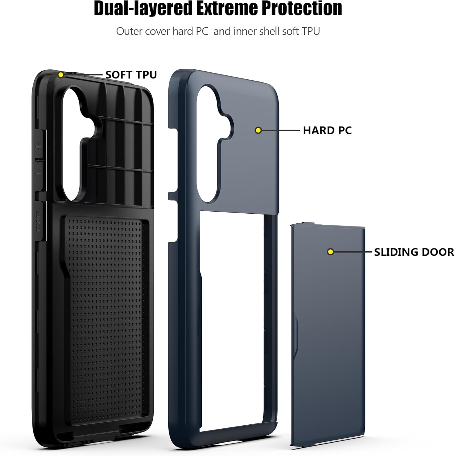 Nvollnoe for Samsung Galaxy S25 Case with Card Holder Dual Layer Heavy Duty Protective Case Hidden Card Slot Slim Wallet Cover for Samsung S25 6.2''(Blue)