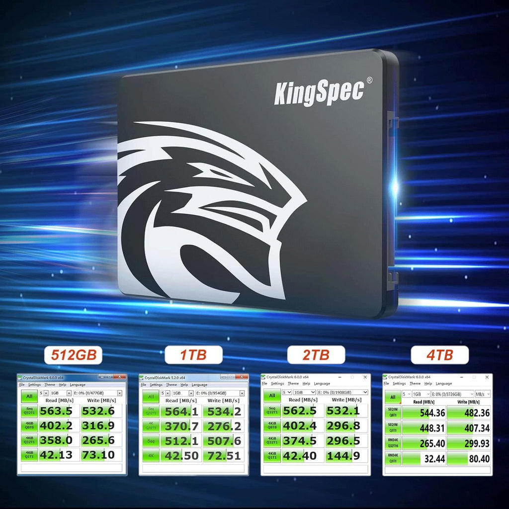 KingSpec 2TB 2.5 SSD SATA III Internal - 550MB/s Read, 520MB/s Write with 3D NAND Flash, for Laptop & Desktop PC Upgrade