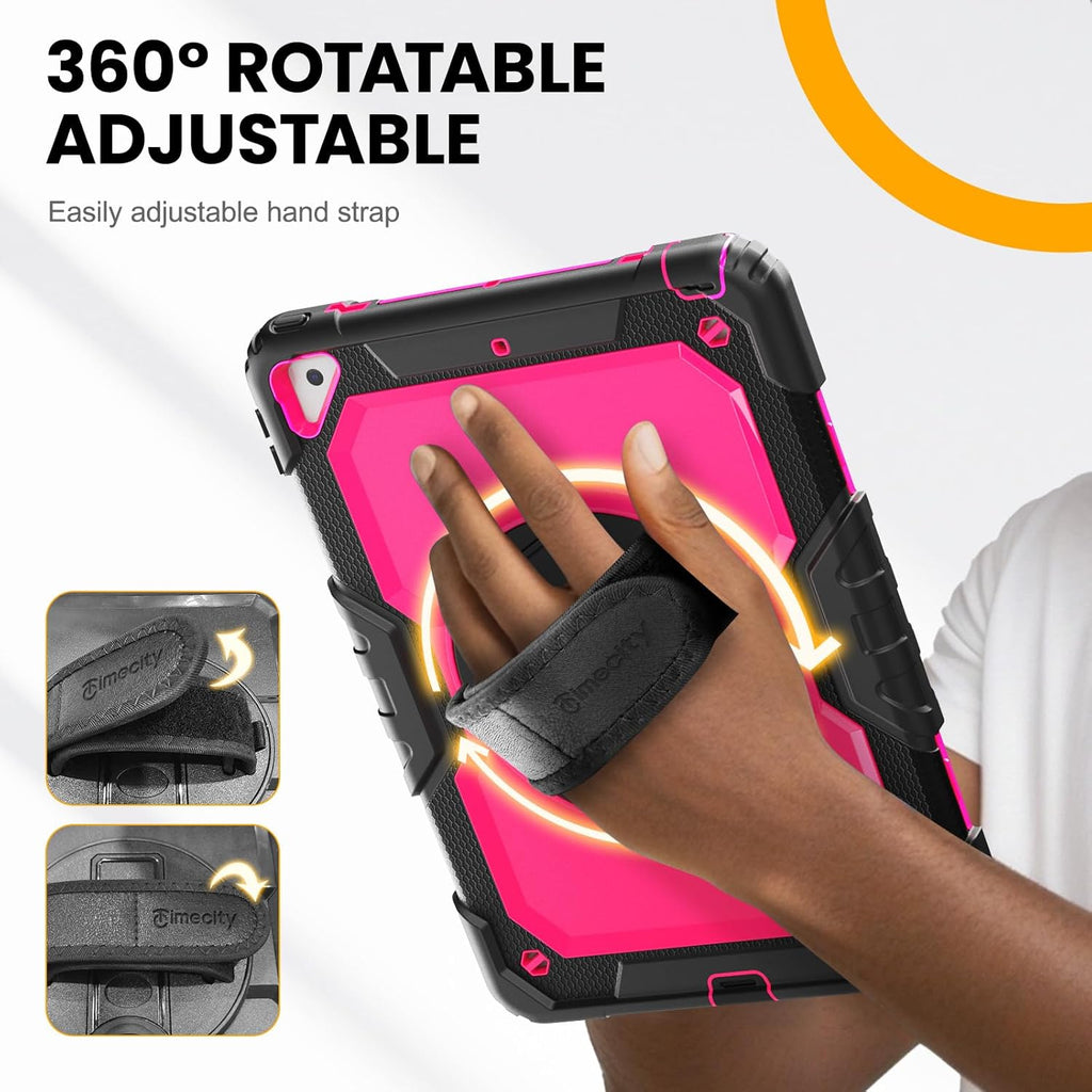 Timecity for iPad Air 3/ Pro 10.5 Inch Case, 360° Rotating Stand, Pencil Holder, Shockproof with Screen Protector & Shoulder Strap - Heavy Duty Protection Case for iPad Air 3rd Gen - Rose