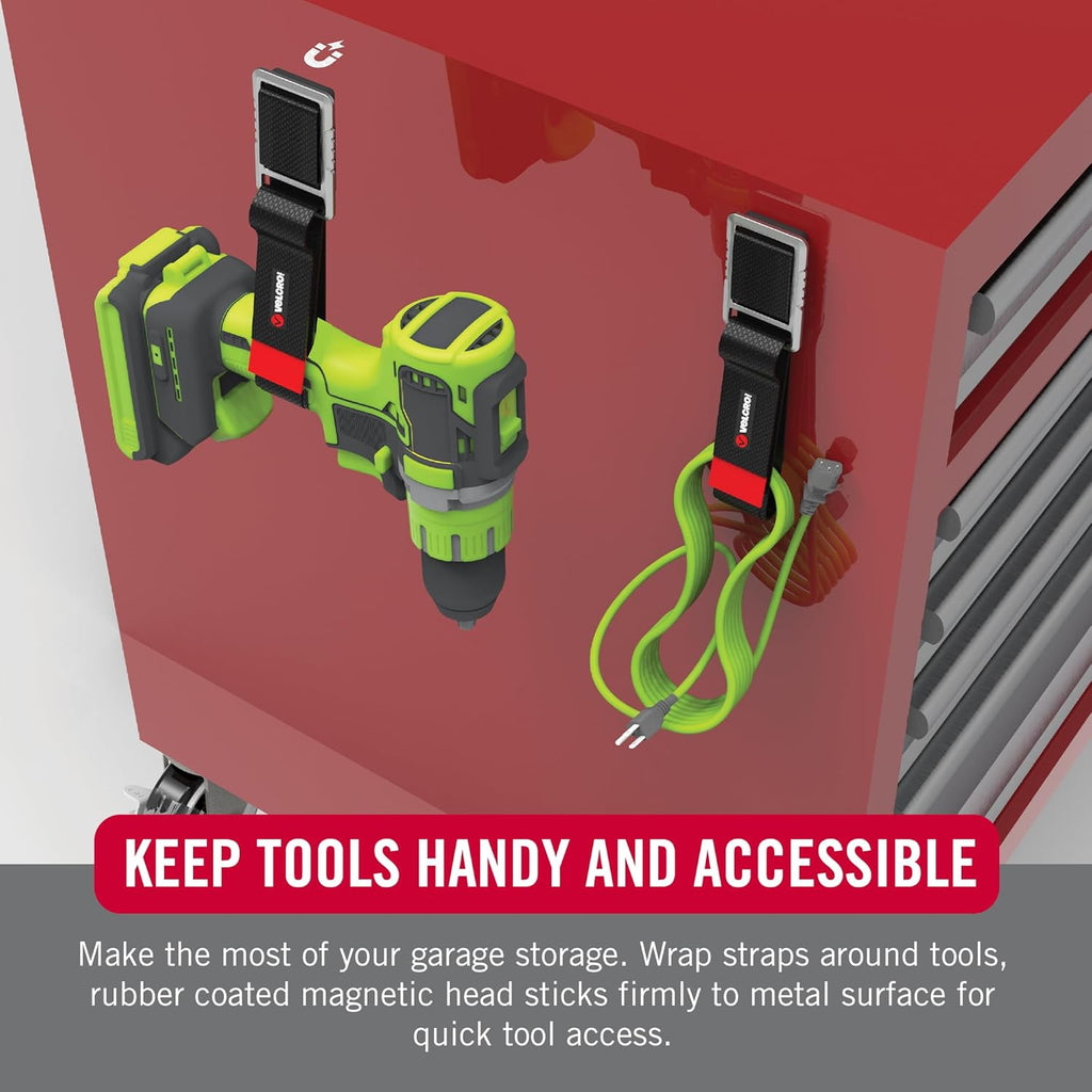 VELCRO Brand Heavy Duty Magnetic Storage Strap, Holds 15lbs, For Metal Surfaces such as Cabinets, Tool Boxes, Refrigerators and Shelves. Hang Tools, Extension Cords, Hoses, Large 24in x 1.25in