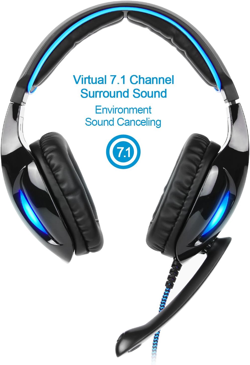 SA902 7.1 USB Surround Sound PC Headsets Over-Ear Gaming Headphones with Microphone LED Light