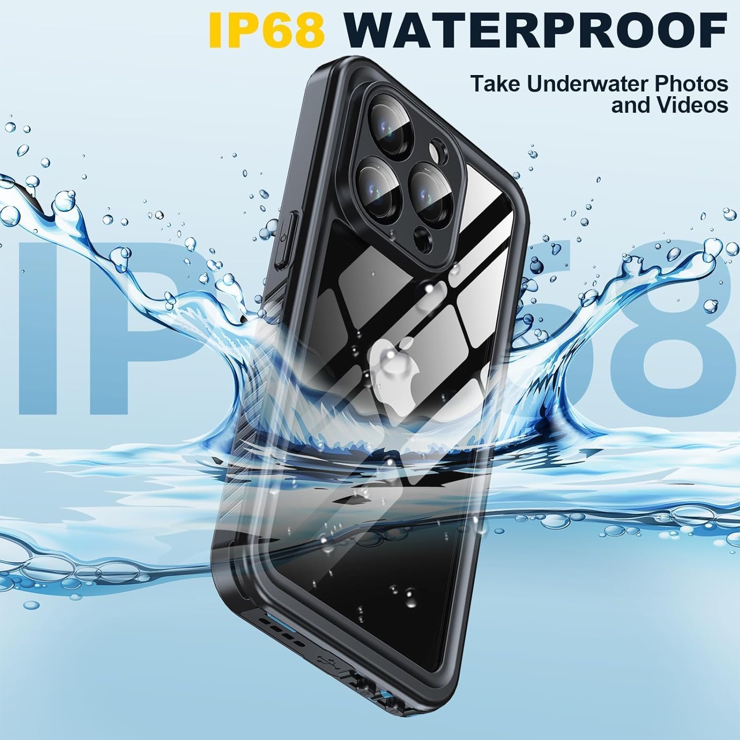 for iPhone 15 Pro Case Waterproof - Built-in Privacy Screen Protector & HD Screen Protector [IP68 Underwater] Shockproof Dustproof Full Body Protection iPhone 15 Pro Phone Case Blue