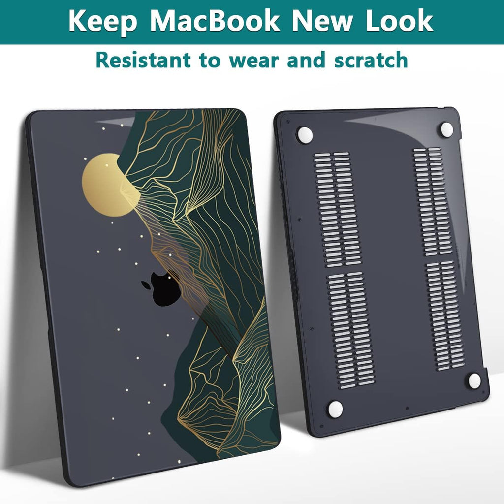 Teryeefi for MacBook Air M1 13 inch Case 2018 2019 2020 (Model A2337 A2179 A1932) with Touch ID & Retina, Printing Hard Shell Case + Keyboard Cover + Screen Protector, Landscape
