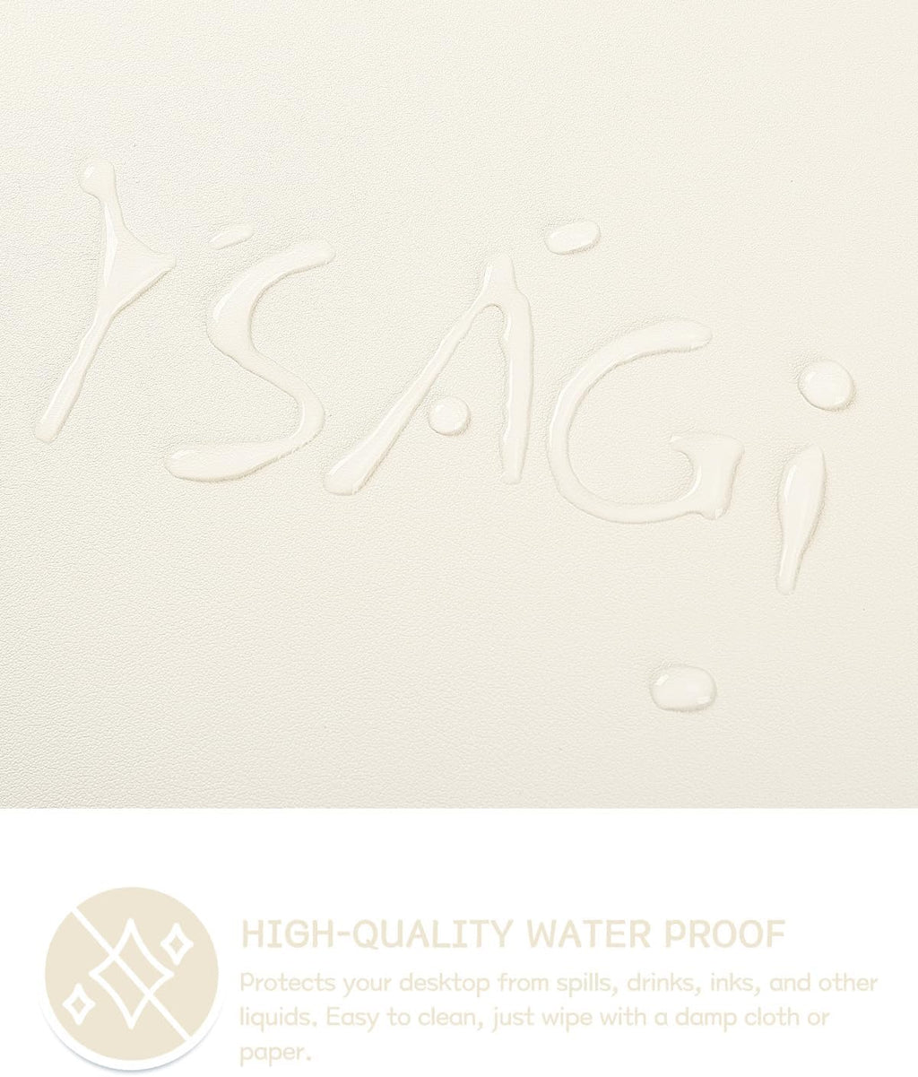 YSAGi Non-Slip Leather Desk Pad, Desk Matt for Desktop, Waterproof Laptop Computer Keyboard Mat, Table Protector Blotter Mat, Large Mouse Pad for Office/Work/Home/Decor(Cream, 35.4" x 17")