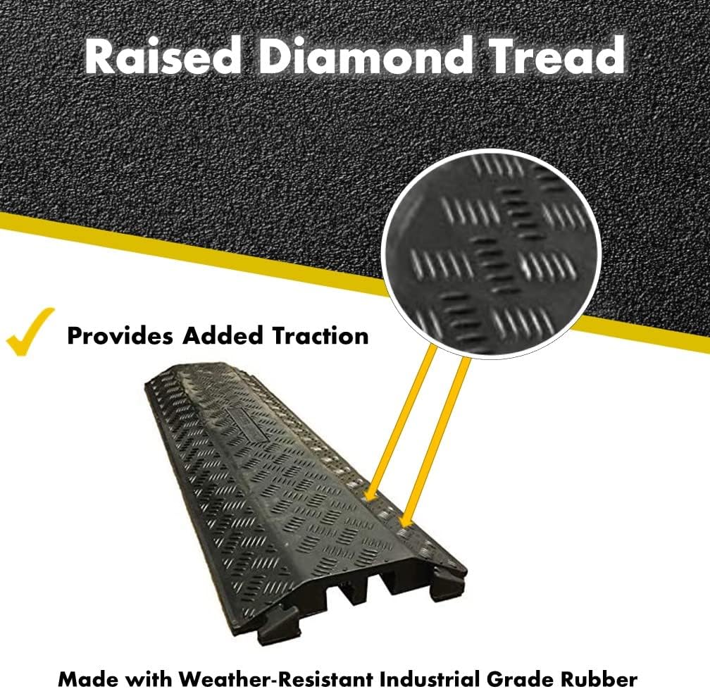 Kable Kontrol Drop Over Floor Cord Cover – 40” Inch Long 2 Channel Cable or Wire Protector – 30 Pcs Bulk Pack - Rubber Ramp for Indoor and Outdoor Use – Black