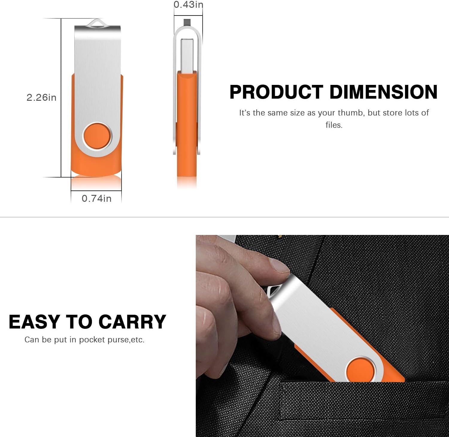 KOOTION 32 GB USB Flash Drive 32 gb Flash Drive 10 Pack Thumb Drive Memory Stick Pen Drive Keychain Design, Orange
