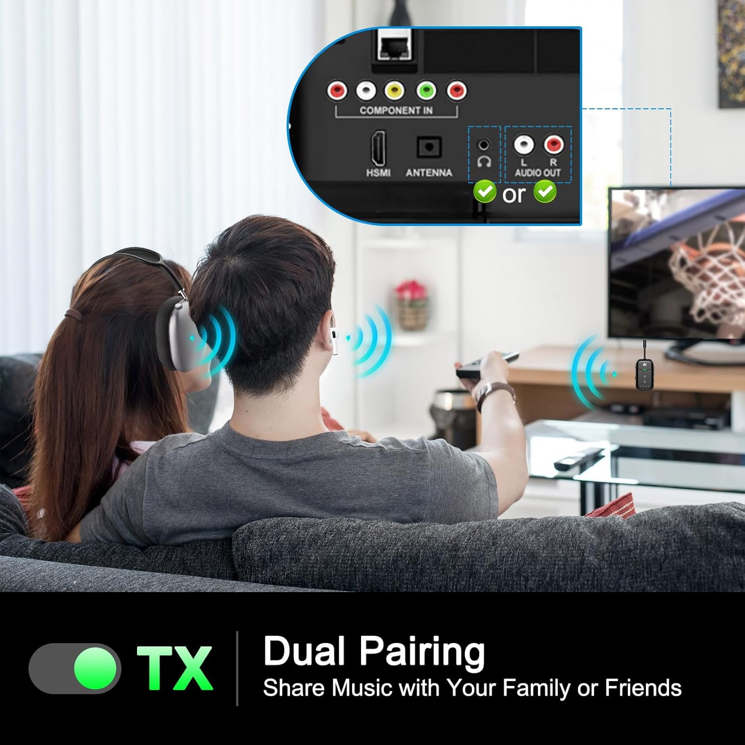 Airplane Bluetooth 5.4 Transmitter Adapter,Supports 2 AirPods/Headphones 2-in-1 Bluetooth Transmitter Receiver with aptX Low Latency,Wireless Adapter for Flight,TV,Gym,Tablets Car Stereo (Black)