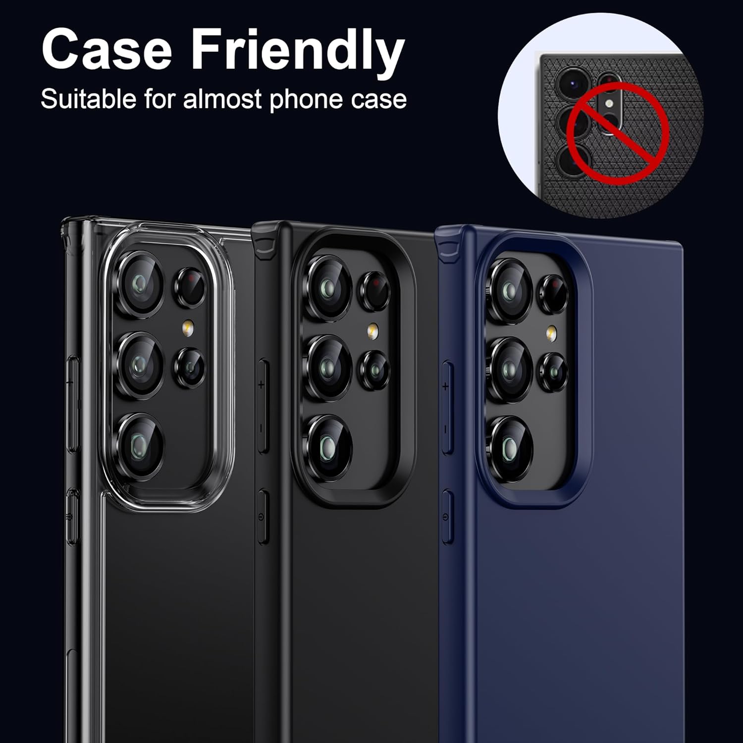 WSKEN for Samsung Galaxy S24 Ultra Camera Lens Protector, Ultra Thin Scratch Resistant 9H Tempered Glass with Aluminum Metal Circle Camera Screen Protector Cover Accessories, Black