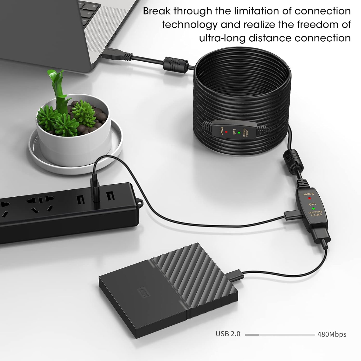 LDKCOK 150FT Active USB Extension Cable 2.0 Male to Female with A Extension chipset Signal Booster - Active Extension/Repeate