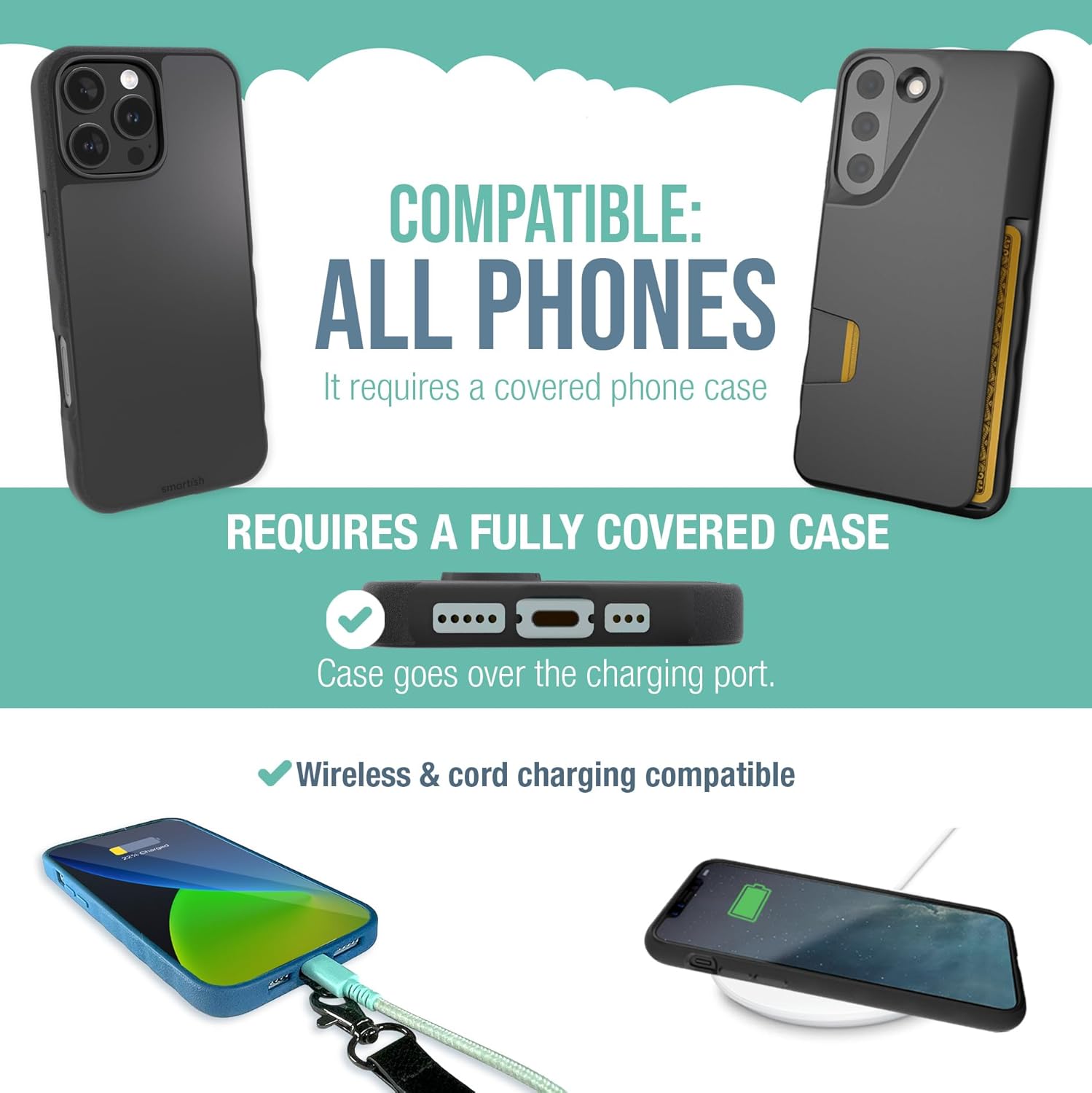 Smartish Phone Lanyard - Case Clinger - Universal iPhone Holder with Detachable Crossbody Shoulder Neck Strap Compatible with All Phone Cases - Rosé All Day