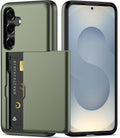 Nvollnoe for Samsung S25 Plus Case with Card Holder Dual Layer Heavy Duty Protective Case Hidden Card Slot Slim Wallet Cover for Samsung S25 Plus 6.7''(Green)