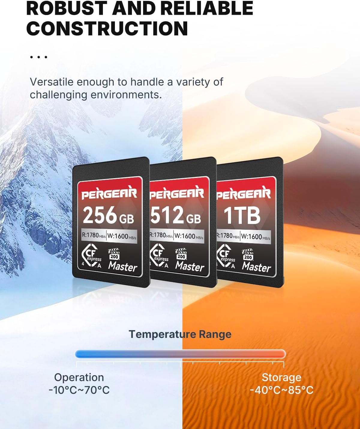 Pergear 512GB CFexpress 4.0 Type A Memory Card VPG200, Up to 1780MB/s Read Speed & 1600MB/s Write Speed for 4K 120P, 8K 30P Video Recording(Master Series), Compatible for Sony Alpha & FX Cameras