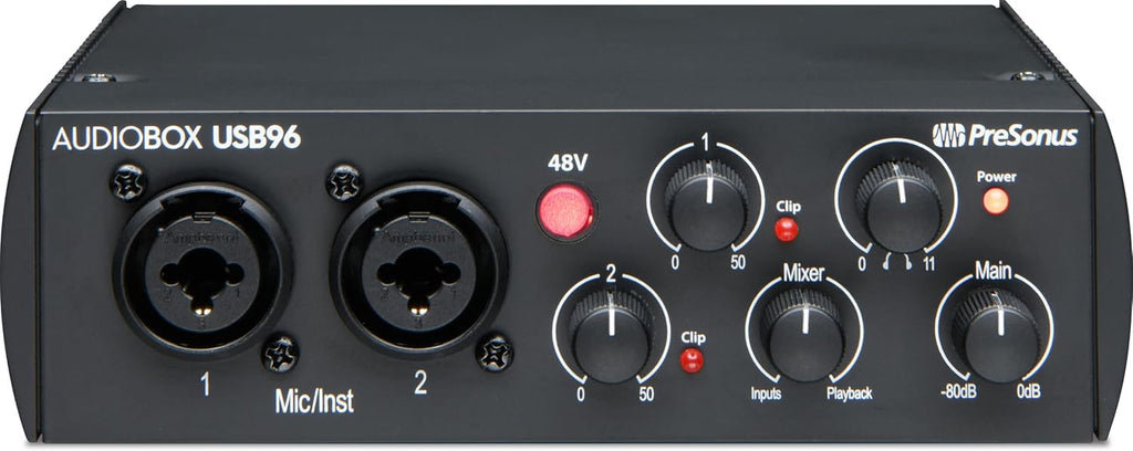 PreSonus AudioBox USB 96 Bundle — USB Audio Interface, XLR Interface for Guitar, Device for PC & Mac, Complete Recording Package with Studio One Pro, Music Production, Home Studio