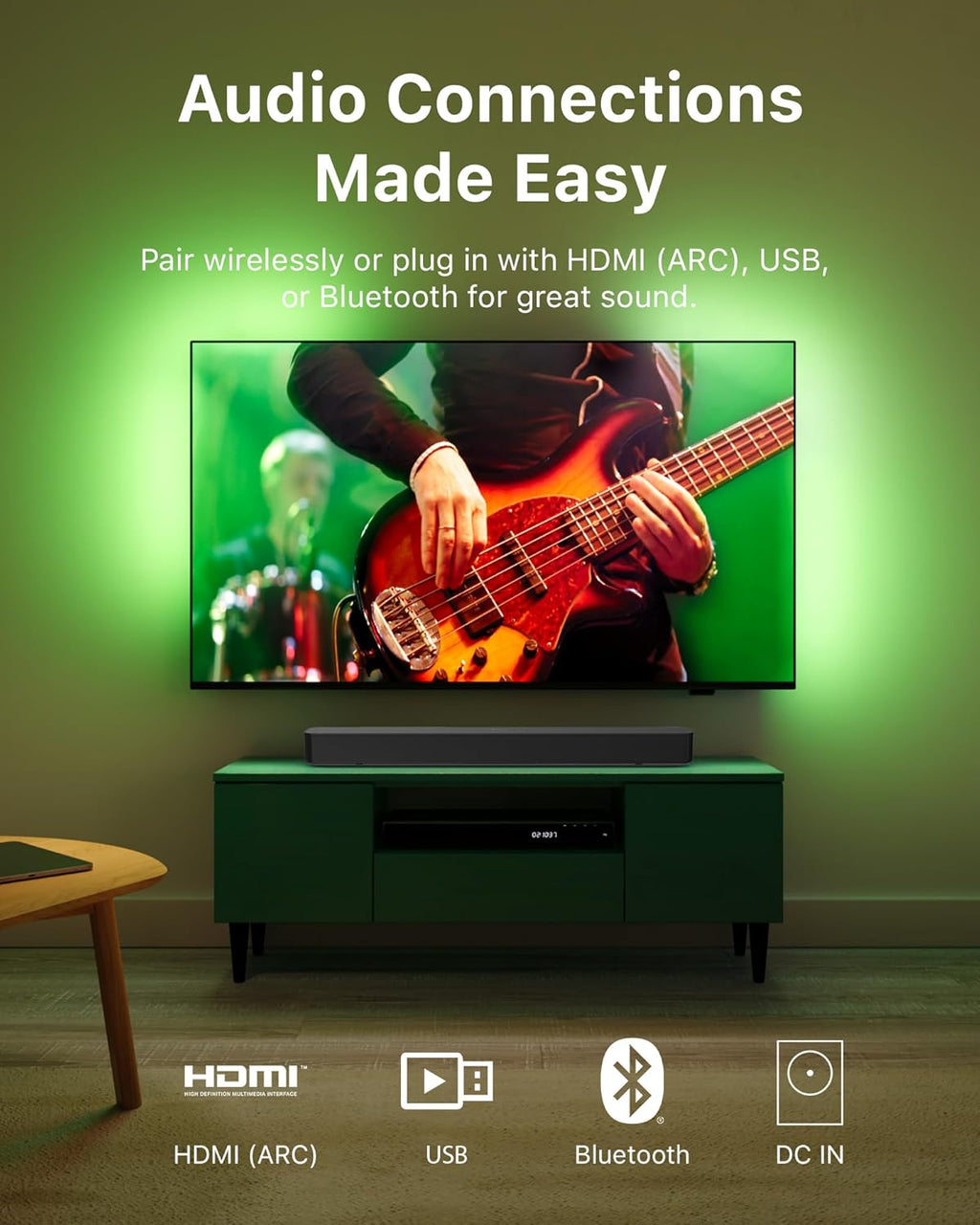 Philips B4000 Soundbar for TV, 2.0 Channel Sound, BT LE Audio, Easy Setup, EasyLINK, Roku TV Ready, Remote Control