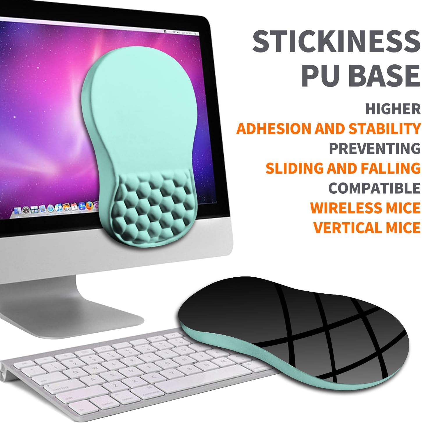 Ergonomic Joint Wrist Support Mouse Pad with Memory Foam Cushion Massage Bump, Carpal Tunnel Pain Relief Mousepad Slope Design for Wrist Rest, 11.8x7.9 in, LightBlue
