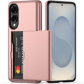 Nvollnoe for Samsung Galaxy S25 Edge Case with Card Holder Dual Layer Heavy Duty Protective Case Hidden Card Slot Slim Wallet Cover for Samsung S25 Edge 6.7''(Rose Gold)