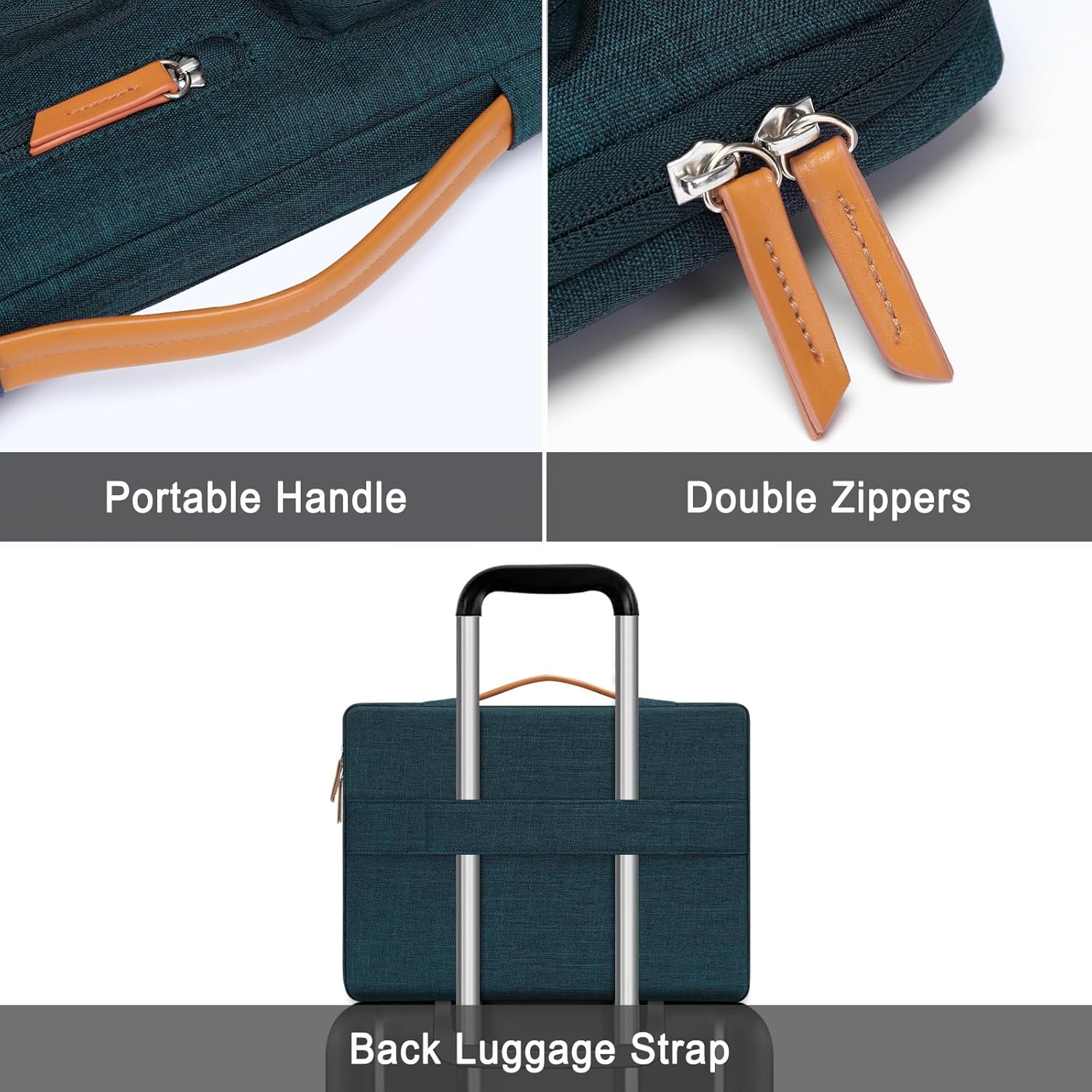 MOSISO 360 Protective Laptop Case 16 inch, 15-15.6 inch Laptop Sleeve Compatible with MacBook Pro 16, HP, Acer, Dell, Lenovo, ASUS, Side Open Carrying Case with 4 Zipper Pockets&Handle, Teal Green