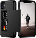Nvollnoe for iPhone 11 Case with Card Holder Heavy Duty Protective Dual Layer Shockproof Hidden Card Slot Slim Wallet Cover for iPhone 11 for Men&Women(Black)