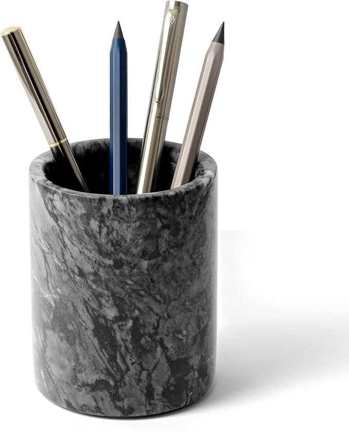 Pen Holder Stand Italy Natural Premium True Marble Makeup Brush Holders by WORHE