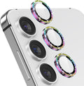 YWXTW Camera Lens Protector for Samsung Galaxy S24 / S23 / S23 Plus, [NOT for S24 Plus] 9H Tempered Glass Metal Individual Ring Camera Screen Protector for S24 Accessories (Colored Glitter)