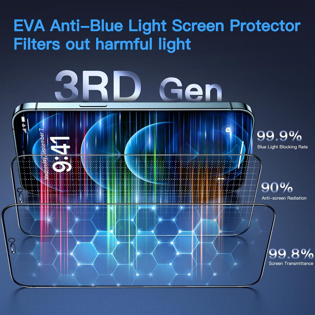Uyiton Anti-Blue Light for iPhone 12 Pro Max Screen Protector - Unbreak-Glass Full Coverage Case Friendly Scratch Resistance 9H Tempered Glass Screen Protector for iPhone 12 Pro Max, 2 Pack