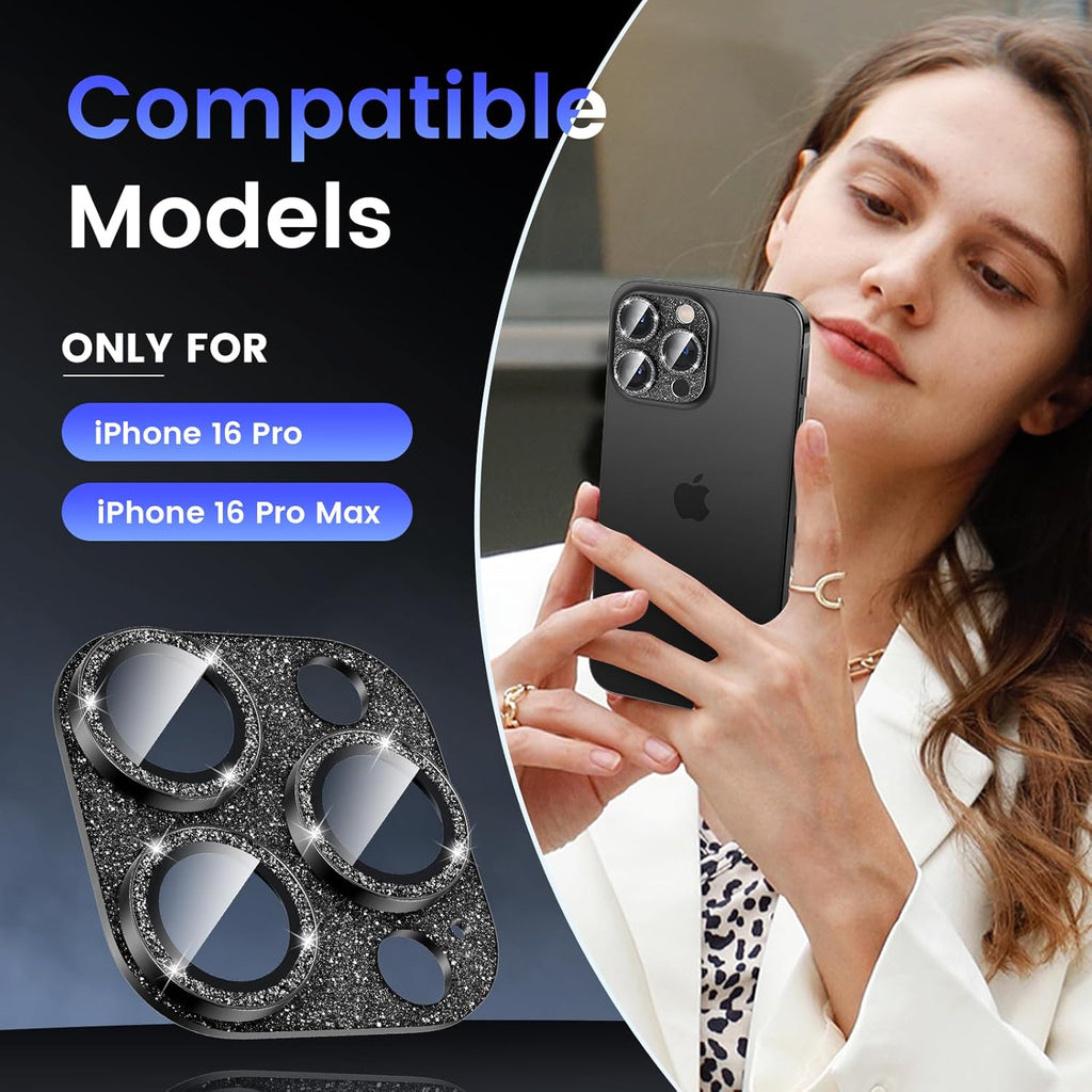 Tensea for iPhone 16 Pro/iPhone 16 Pro Max/iPhone 15 Pro/iPhone 15 Pro Max Camera Lens Protector, Metal Aluminum Alloy Tempered Glass Cover Camera Screen Protector Accessories, Case Friendly