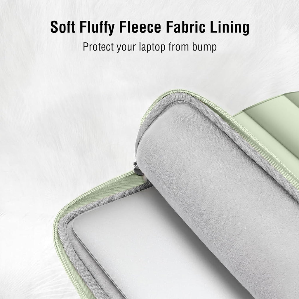MOSISO 13.3 inch Laptop Case, 13-13.3 inch Puffy Laptop Sleeve Compatible with MacBook Air 13 13.6 M4 M3 M2 M1/Pro 13/Pro 14, HP Dell ASUS Lenovo,Polyester Horizontal Bag with Small Case, Sage Green