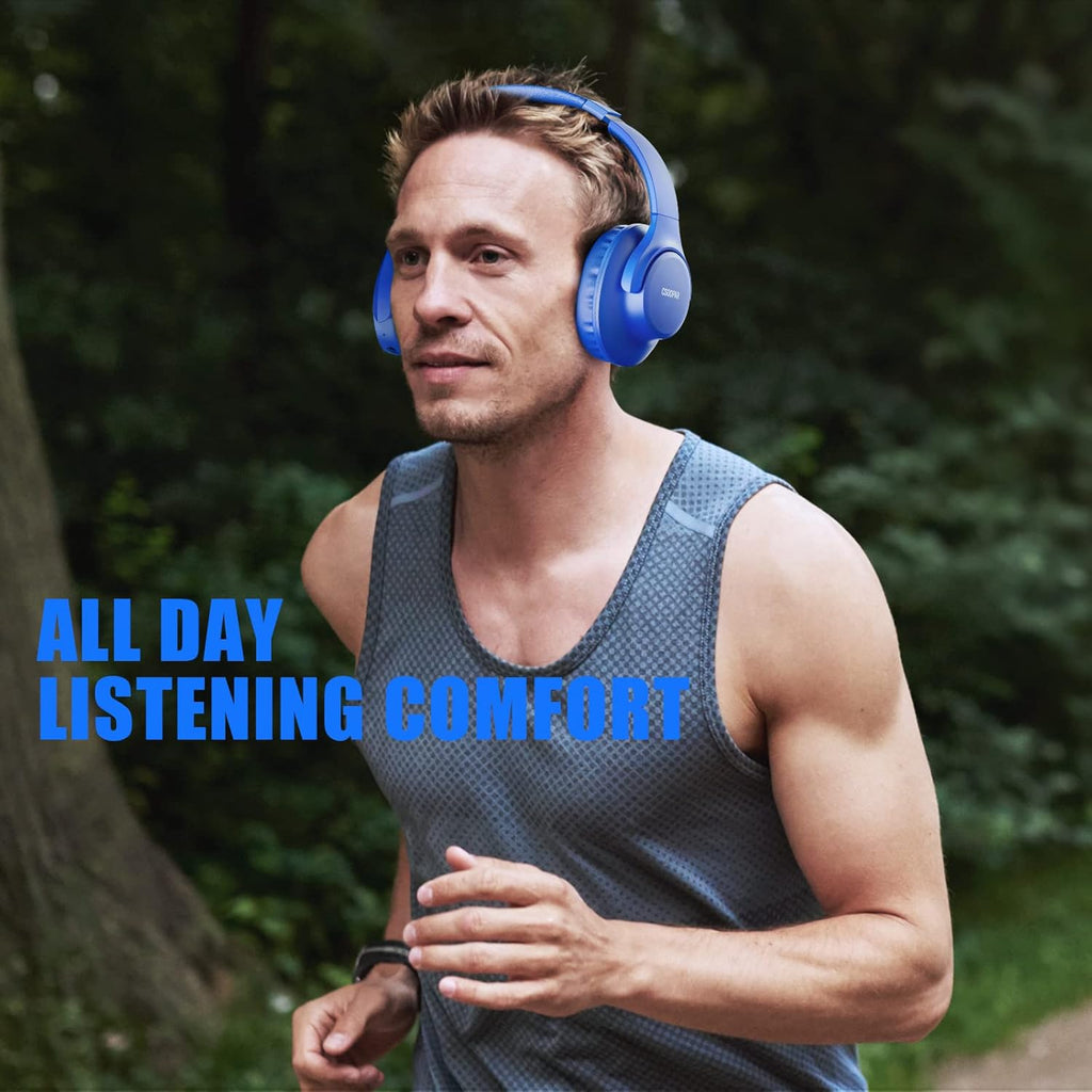 KVIDIO Bluetooth Headphones Over Ear, 65 Hours Playtime Wireless Headphones with Microphone, Foldable Lightweight Headset with Deep Bass, HiFi Stereo Sound Low Latency for Travel Work Cellphone
