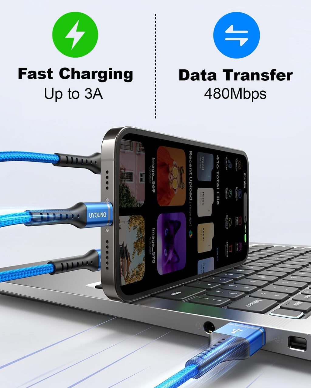 Multi Charging Cable 2Pack 4FT, 3 in 1 Charger Cable Braided Universal Phone Charging Cord with Lightning/Type C/Micro USB Ends, Multiple USB Cable for iPhone/Samsung/Google Cell Phones and More