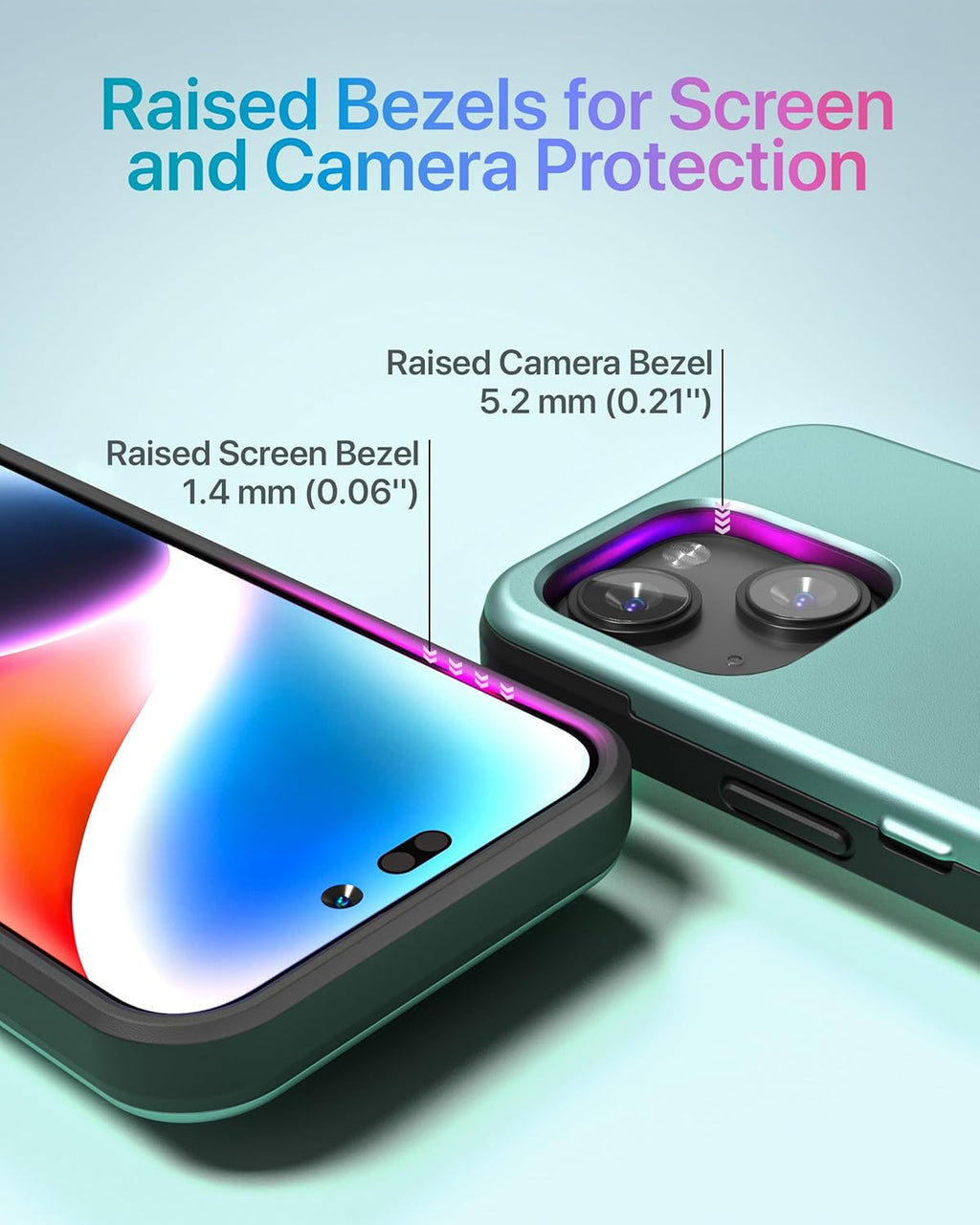 TORU CX Slim for iPhone 15 Case Wallet | Protective Shockproof Heavy Duty Cover with Hidden Card Holder & Card Slot | Mirror & Wrist Strap Included - Green