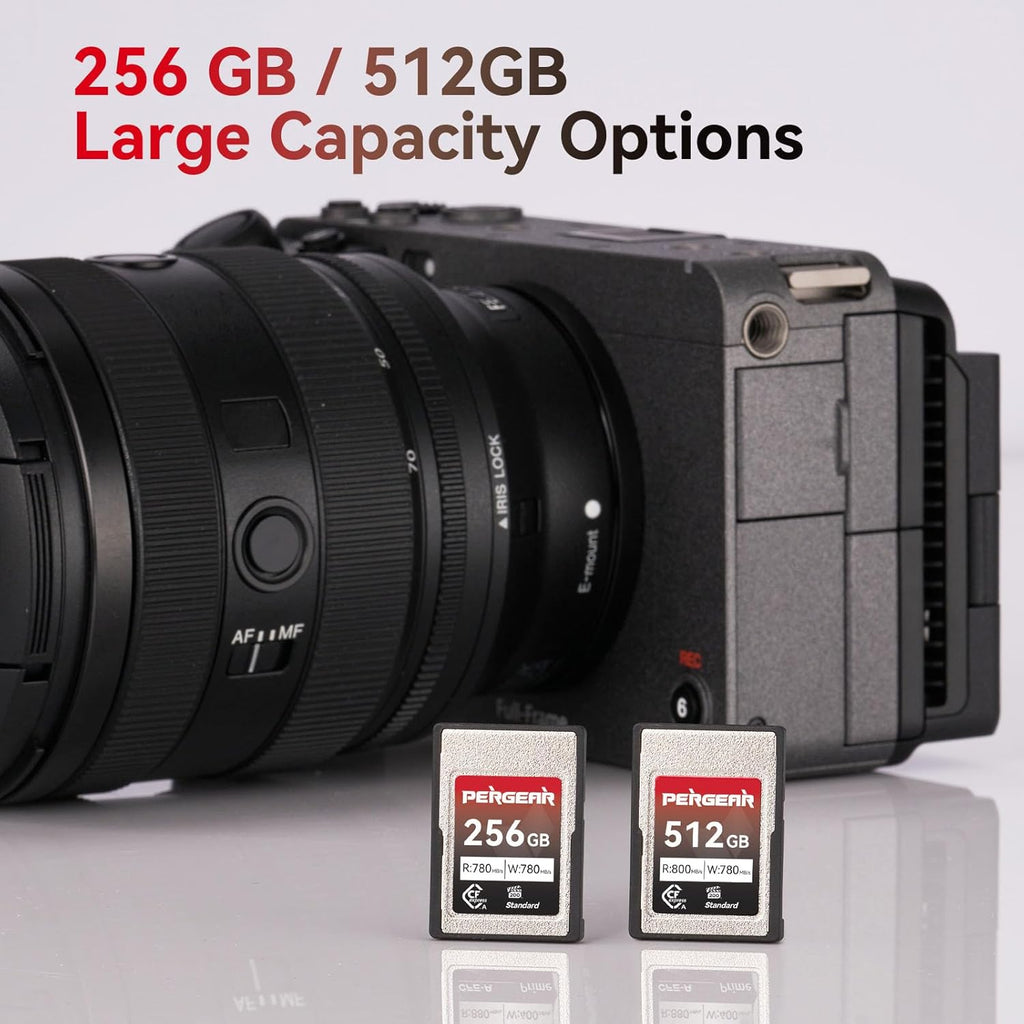 Pergear 256GB CFexpress Type A Memory Card, Up to 780MB/s Read Speed & 780MB/s Write Speed for 4K 120P with Card Reader