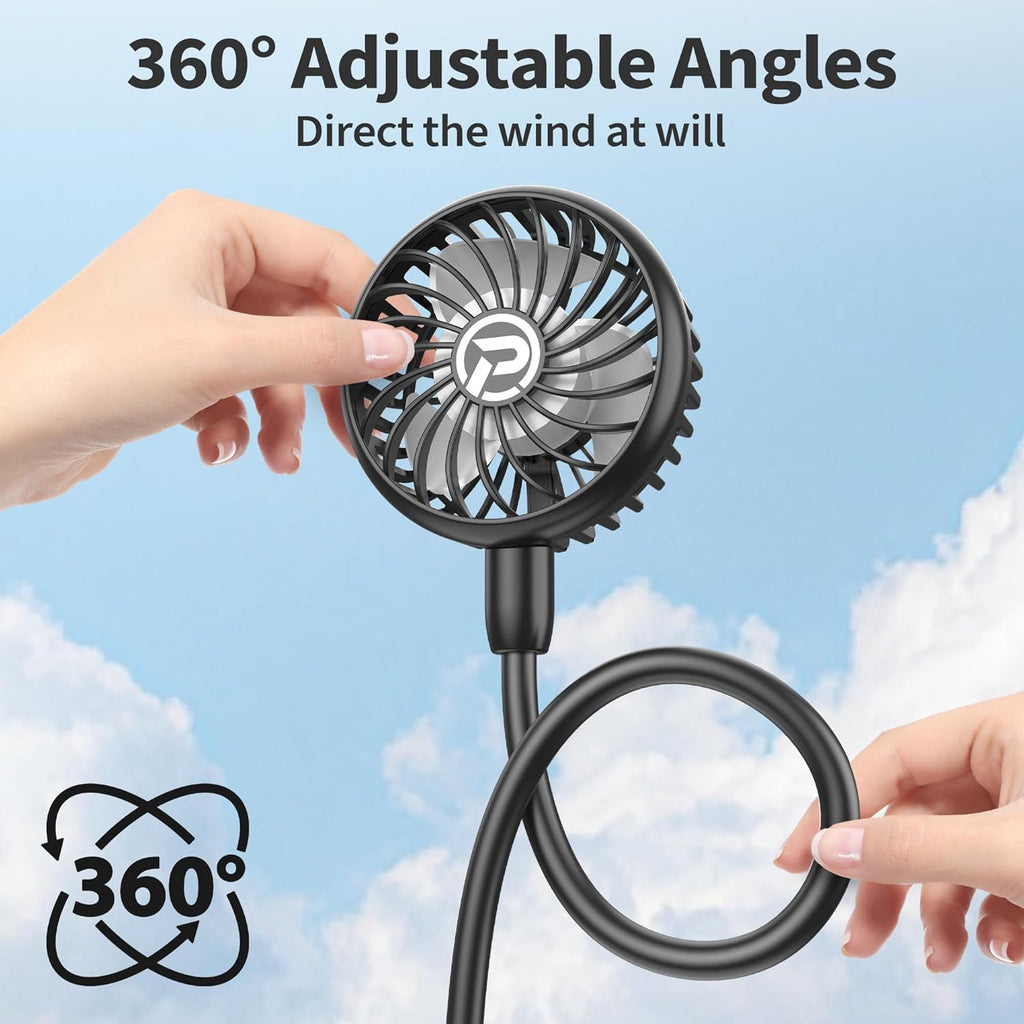 PANERGY Portable Neck Fan Rechargeable Hand Free Personal Fan Mini Wearable Battery Operated USB Fan for Men Women Kids Sport Work Travel