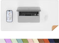 Leather Desk pad Protector, Large Desk mat with Natural Cork & PU Leather,Mouse pad,Non-Slip Office Desk Mat,Waterproof Desk Writing Pad for Office and Home (35in*17in, White)