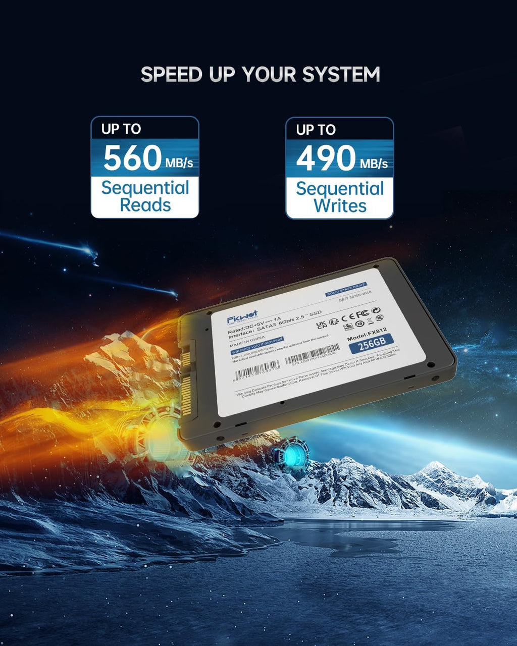 FX812 256GB SSD SATA III 2.5" 6GB/s, 3D NAND TLC, 70% SLC Cache, Up to 560MB/s, Compatible with Laptop & PC Desktop