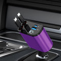 Retractable Car Charger Compatible with Galaxy Pixel, 4 in 1 Fast Charging 60W, Retractable Phone Charger for Car Retractable Cable and 2 USB Ports