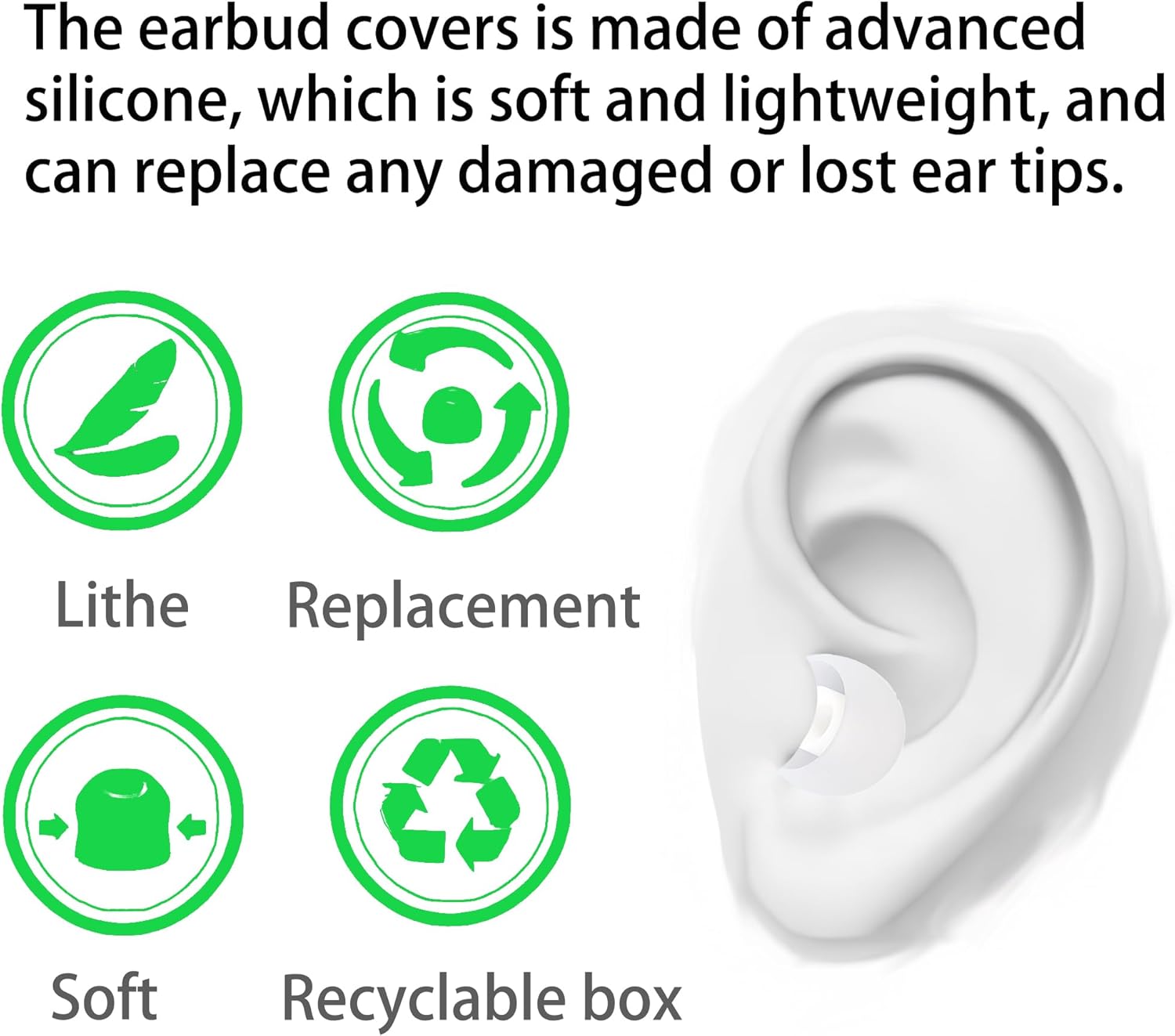 Silicone Replacement Earbud Tips Earbud Covers Fit Most in-Ear Earbuds(Inner Hole 3.8mm -5.1mm) Headphone Ear Tips Ear Bud Rubber Tips 9 Pairs S M L