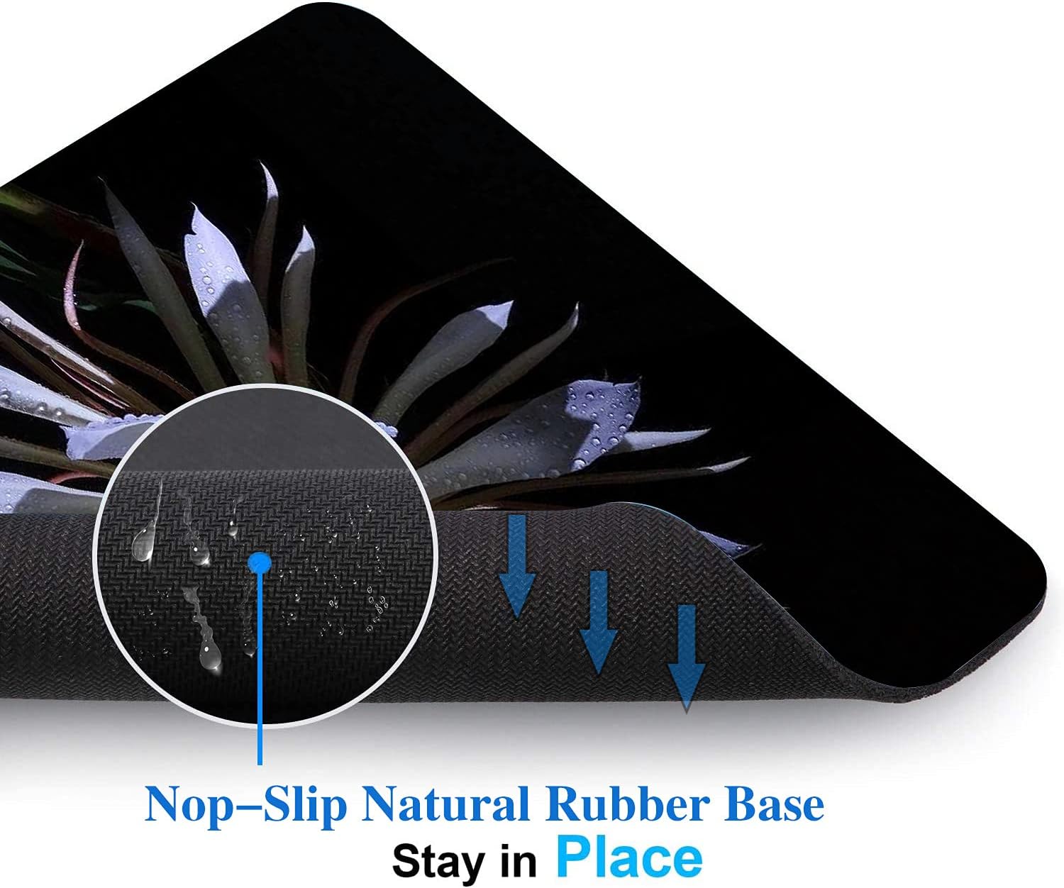 Night Blooming Flower Mouse Pad, Flawless White Flowers Mousepad for Design, Anti-Slip Rubber Base Wireless Mouse Pads for Laptop