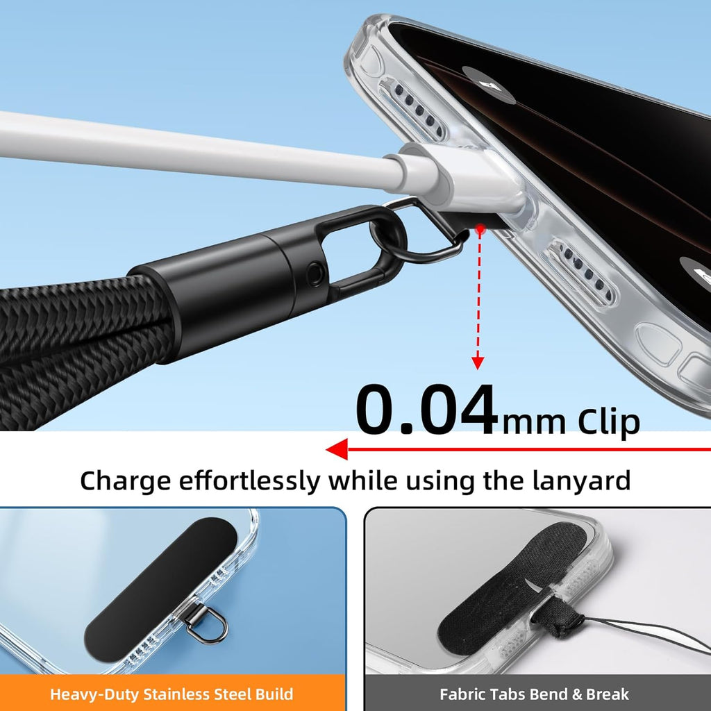 Adjustable Phone Lanyard - Phone Wrist Strap, Cell Phone Crossbody & Neck Hanging - 3-in-1 Universal for Most Smartphones (Deep Gray)