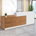 Reception Desk with Counter Modern Checkout Counter with Lockable Drawer Keyboard Tray Receptionist Desk for Office Salon Reception Table C Left 55inch/140cm