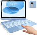 typecase Touch iPad 10th Generation Case with Keyboard (10.9", 2022) and iPad A16 (11th Gen, 2025) – 360° Rotatable, 11-Color Backlit, Multi-Touch Trackpad, Thin & Light (Sky Blue)