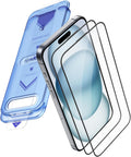 2+2 Pack Compatible with iPhone 15 Screen Protector 6.1" Tempered Glass with Camera Lens Protector Accessories, Premium Easiest Installation Kit 9H, Case Friendly Anti-Scratch HD