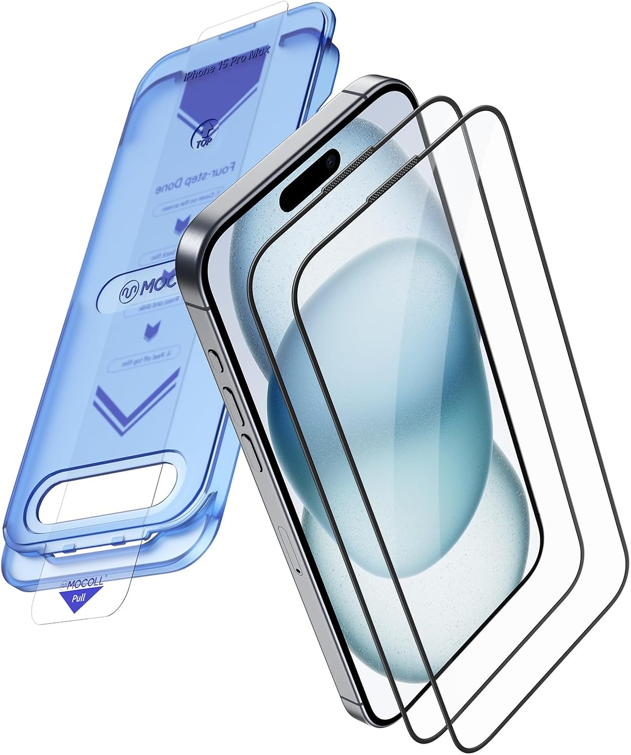 2+2 Pack Compatible with iPhone 15 Screen Protector 6.1" Tempered Glass with Camera Lens Protector Accessories, Premium Easiest Installation Kit 9H, Case Friendly Anti-Scratch HD