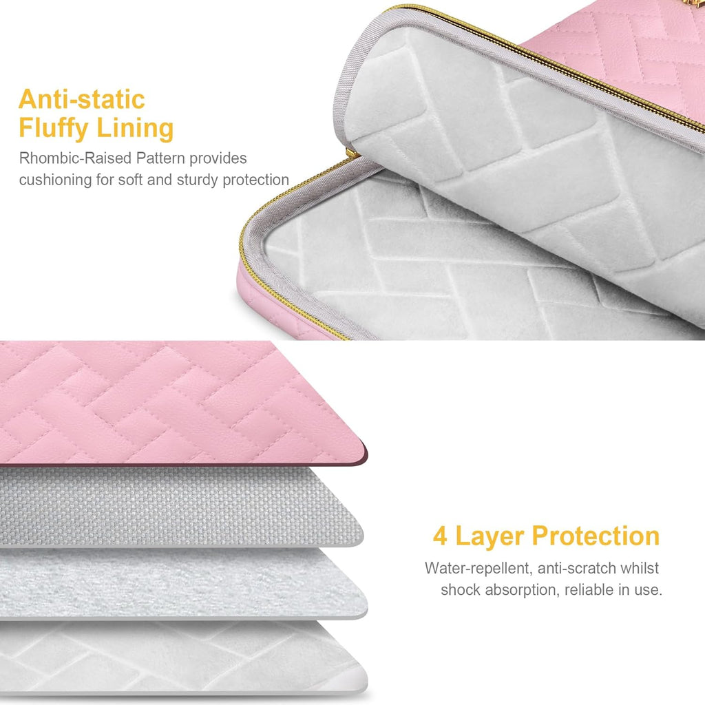 Lacdo 15-15.6 Inch Laptop Sleeve Case for Acer HP Lenovo Dell ASUS Laptop, Acer Aspire 15, HP Pavilion/Envy 15, Dell Latitude 15, Lenovo ThinkPad/IdeaPad 15, ASUS ZenBook 15 Computer Bag, Sakura Pink