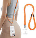 for Phone Lanyard Crossbody with 2X TPU Clear Phone Tabs, Multi-Function Crossbody Strap, Premium Metal Carabiner, Safety Durable Anti Theft Drop Protection Phone Neck Wrist Strap, Orange