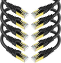 KASIMO CAT 8 Ethernet Cable 5 Feet, 10 Pack Black Shielded SFTP Internet Network Patch Cord, Heavy Duty High Speed LAN Cables w Gold Plated RJ45 Connector Professional for Router, Modem, Gaming
