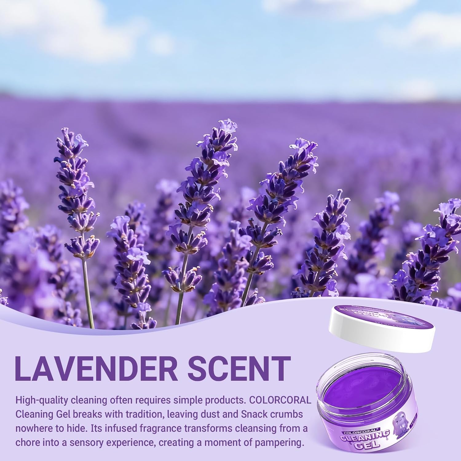 Car Cleaning Gel Reusable 2Pack - Lavender Scent Dust Cleaning Putty Keyboard Slime for Car Interior Air Vent Cleaner, Auto Detailing Tools Accessories, Dust Remover Gifts for Men Women,200g,Purple