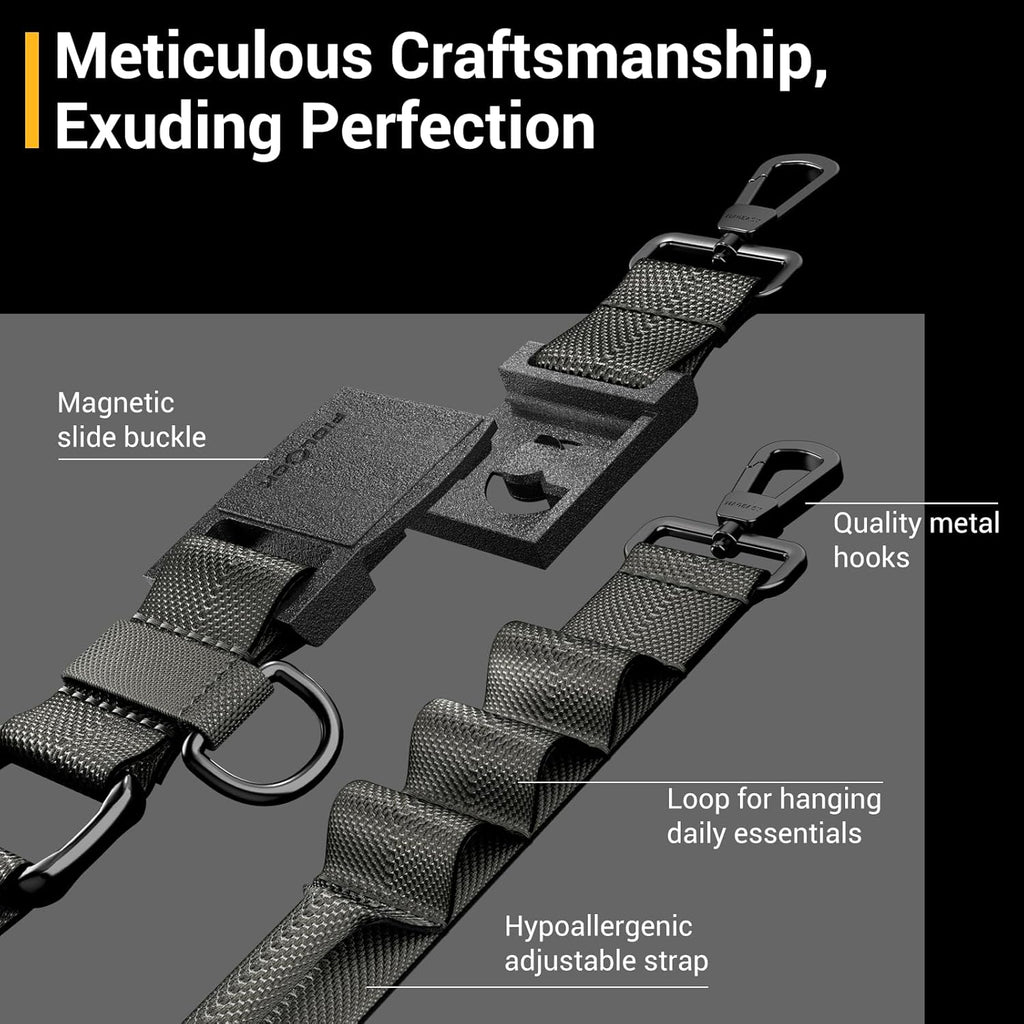 MAGEASY Universal Cell Phone Lanyard - Crossbody Phone Strap for iPhone 16 Pro Max & Most Smartphones, Magnetic Quick-lock System, for Men & Women | Utility (Concrete Gray)