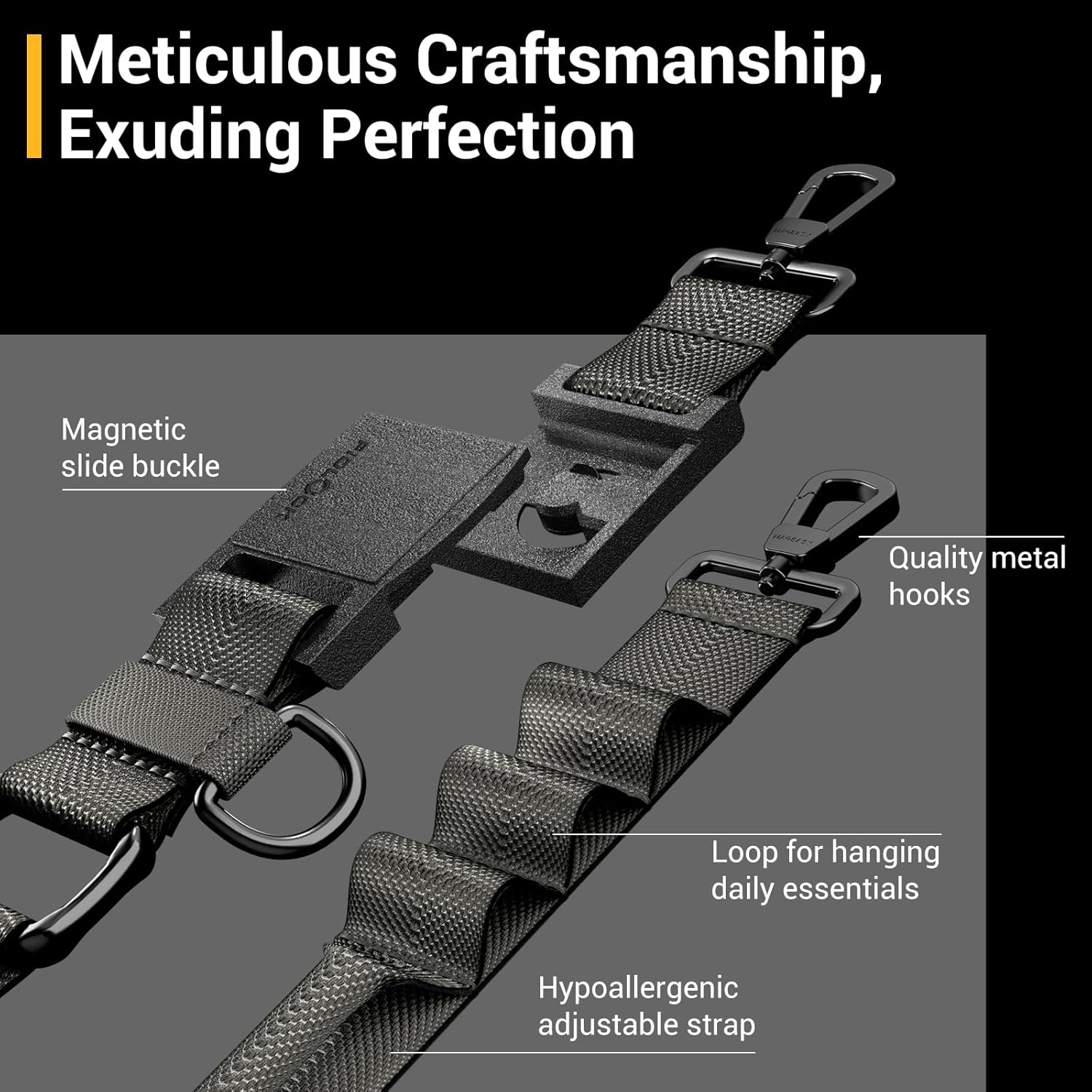MAGEASY Universal Cell Phone Lanyard - Crossbody Phone Strap for iPhone 16 Pro Max & Most Smartphones, Magnetic Quick-lock System, for Men & Women | Utility (Concrete Gray)